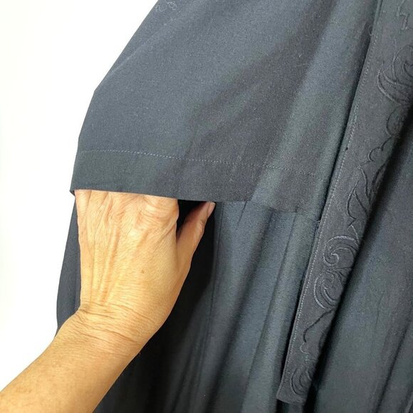 Surya Womens Duster Black Size Large Vintage Open Front Embroidered Rayon Pocket - Picture 9 of 16